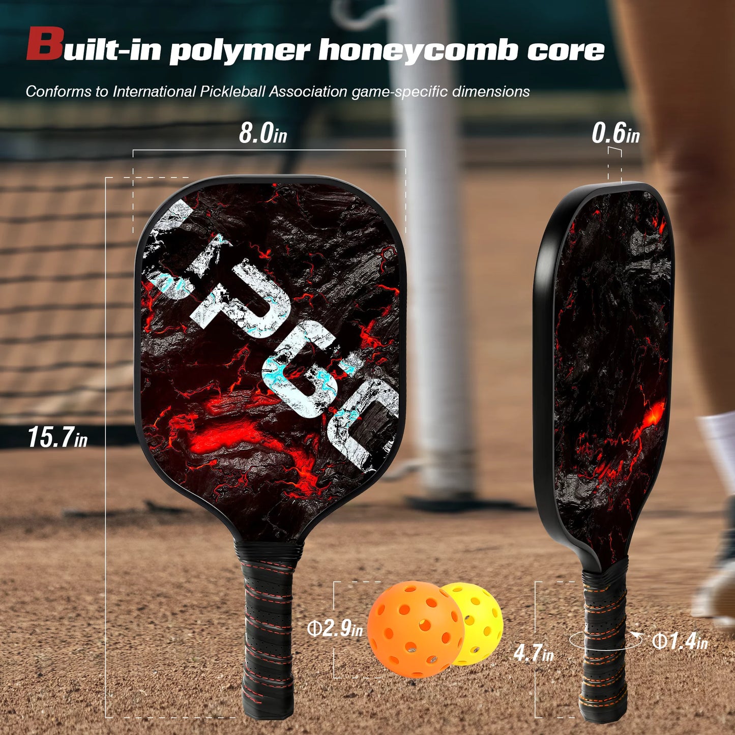 2024 Upgraded Pickleball Paddles, Graphite Fiber Polypropylene Honeycomb Core , Pickle Ball Set with 2 Pickle Ball Rackets, 4 Balls and Backpack